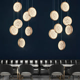 Nordic Gold Round Acrylic Chandelier Modern 3 Step Dimming Hanging Ceiling Light for Dining Room