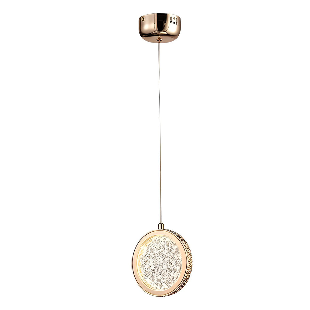 Nordic Gold Round Acrylic Chandelier Modern 3 Step Dimming Hanging Ceiling Light for Dining Room