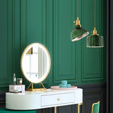 Nordic Green Glass Pendant Light with Copper Base Retro Emerald Hanging Lamp for Dining Room