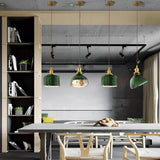 Nordic Green Glass Pendant Light with Copper Base Retro Emerald Hanging Lamp for Dining Room