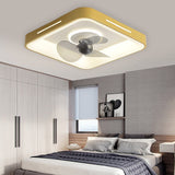 Silent Inverter Ceiling Fan with Dimmable LED Light Ultra Thin Flush Mount Fixture for Bedroom