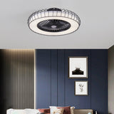 Modern Nordic Bladeless Ceiling Fan with Stepless Dimming Integrated LED Flush Mount Light Lamp