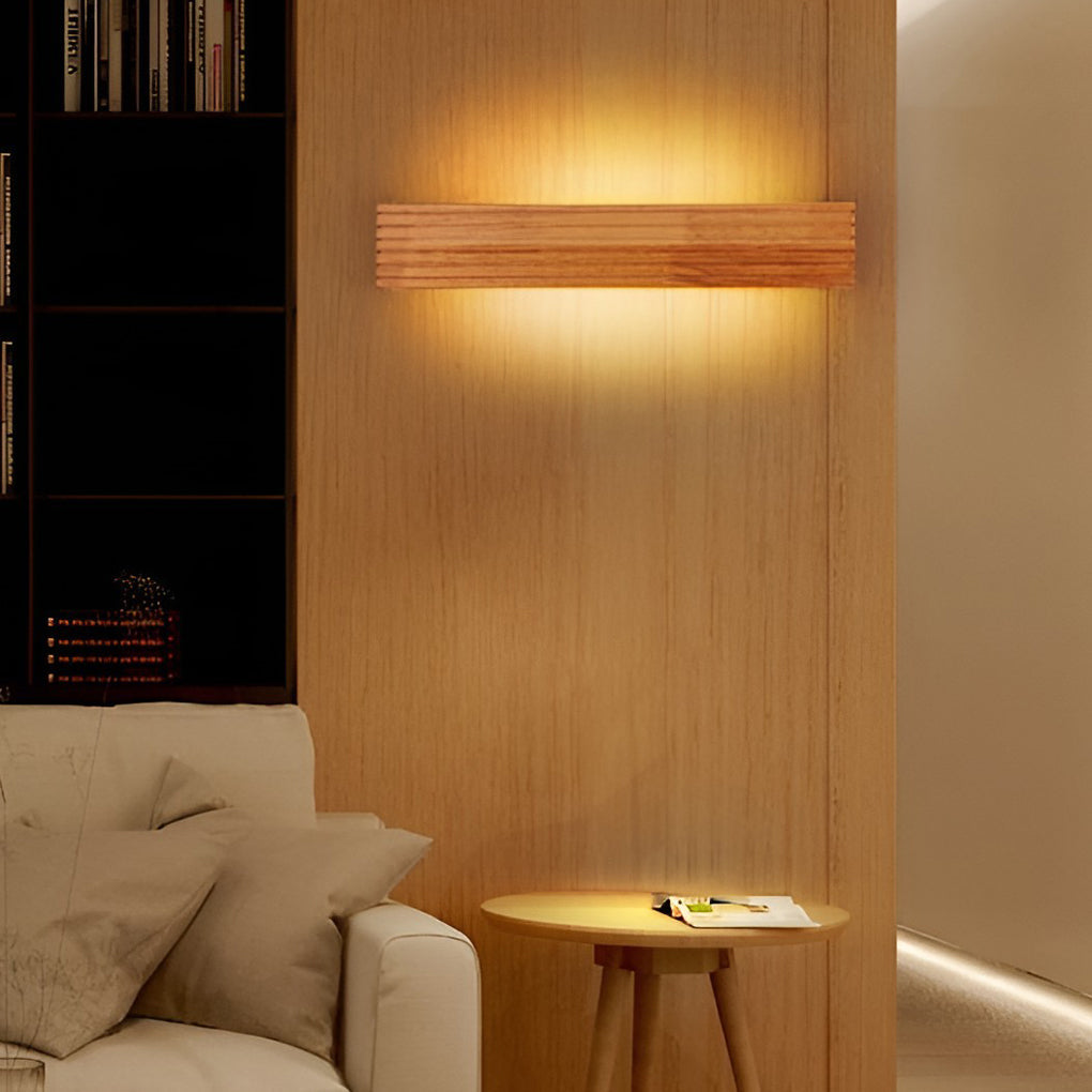 Nordic Minimalist Wood LED Vanity Light Waterproof Rectangular Wall Mounted Sconce