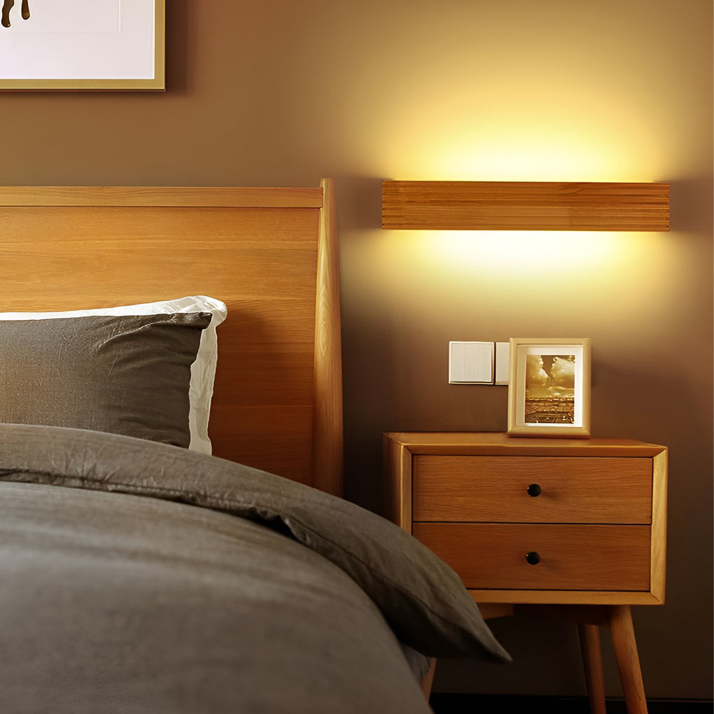 Nordic Minimalist Wood LED Vanity Light Waterproof Rectangular Wall Mounted Sconce