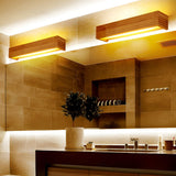 Nordic Minimalist Wood LED Vanity Light Waterproof Rectangular Wall Mounted Sconce