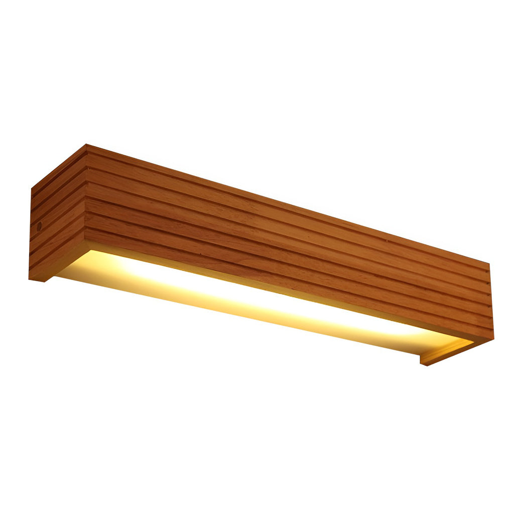 Nordic Minimalist Wood LED Vanity Light Waterproof Rectangular Wall Mounted Sconce