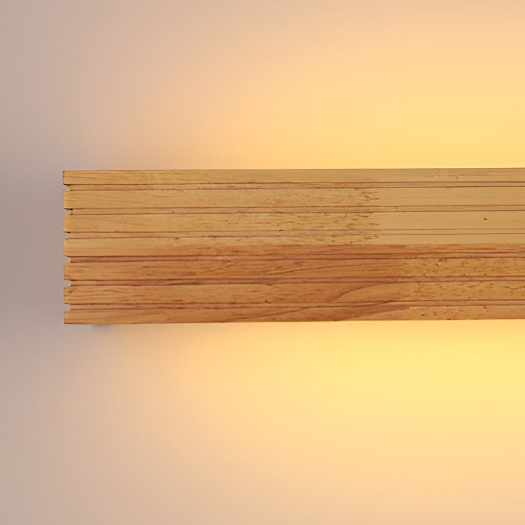 Nordic Minimalist Wood LED Vanity Light Waterproof Rectangular Wall Mounted Sconce