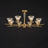 Nordic Modern Copper Chandelier with Clear Glass Shades for Living Dining Room