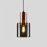 Nordic Modern Cylindrical Glass Pendant Light Industrial Metal Hanging Fixture for Dining Room Kitchen