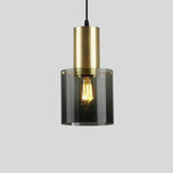 Nordic Modern Cylindrical Glass Pendant Light Industrial Metal Hanging Fixture for Dining Room Kitchen