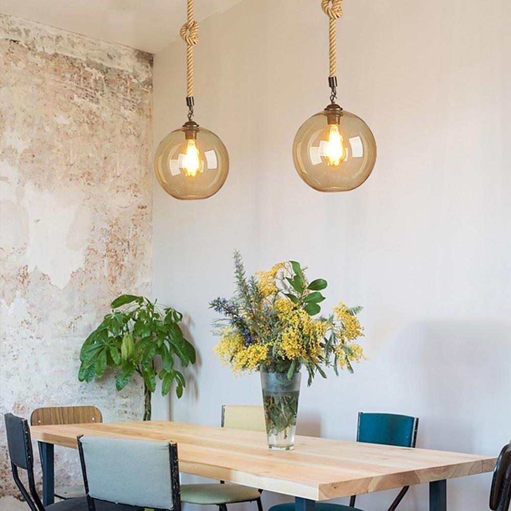 Nordic Modern Electroplated Glass Globe Pendant Light LED Ceiling Chandelier for Dining Room Kitchen