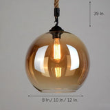 Nordic Modern Electroplated Glass Globe Pendant Light LED Ceiling Chandelier for Dining Room Kitchen