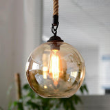 Nordic Modern Electroplated Glass Globe Pendant Light LED Ceiling Chandelier for Dining Room Kitchen
