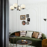 Nordic Modern Glass Globe Chandelier with Electroplating Iron Finish for Living Room 4 or 5 Lights