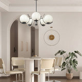 Nordic Modern Glass Globe Chandelier with Electroplating Iron Finish for Living Room 4 or 5 Lights