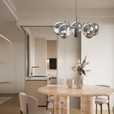 Nordic Modern Glass Globe Chandelier with Electroplating Iron Finish for Living Room 4 or 5 Lights