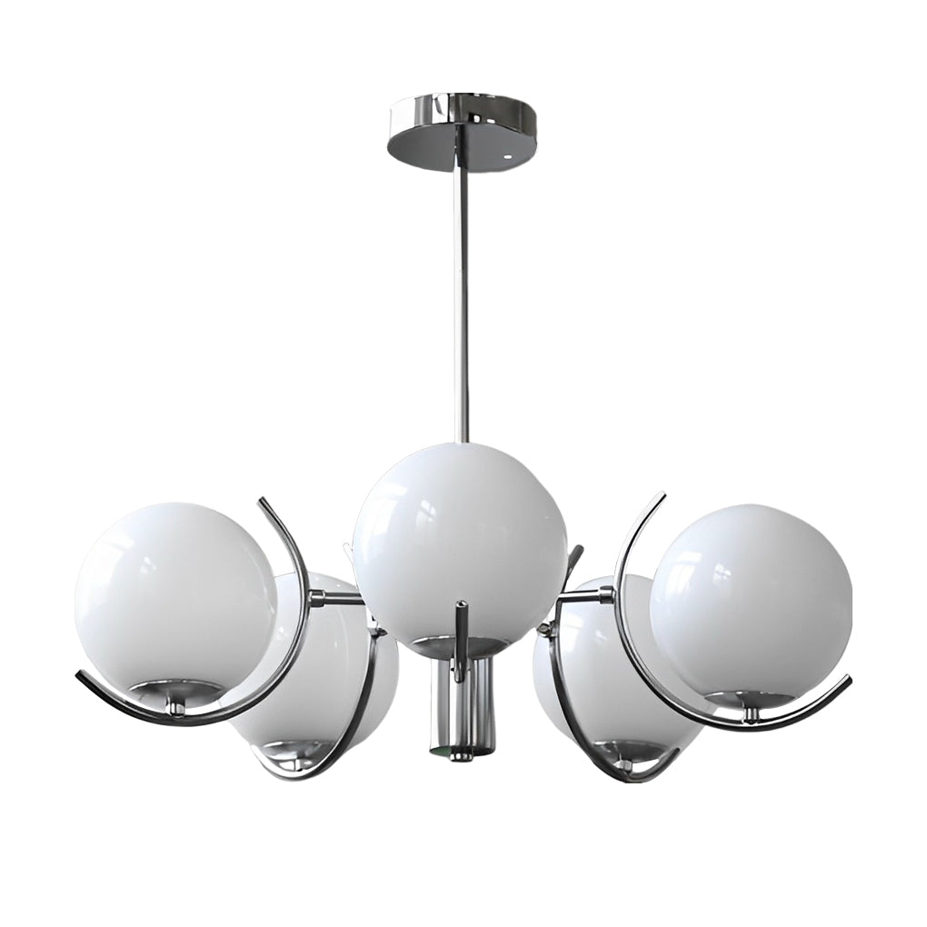 Nordic Modern Glass Globe Chandelier with Electroplating Iron Finish for Living Room 4 or 5 Lights