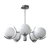 Nordic Modern Glass Globe Chandelier with Electroplating Iron Finish for Living Room 4 or 5 Lights