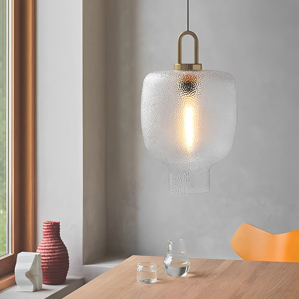 Nordic Modern Glass Jar Pendant Light with Copper Finish for Dining Room and Bar