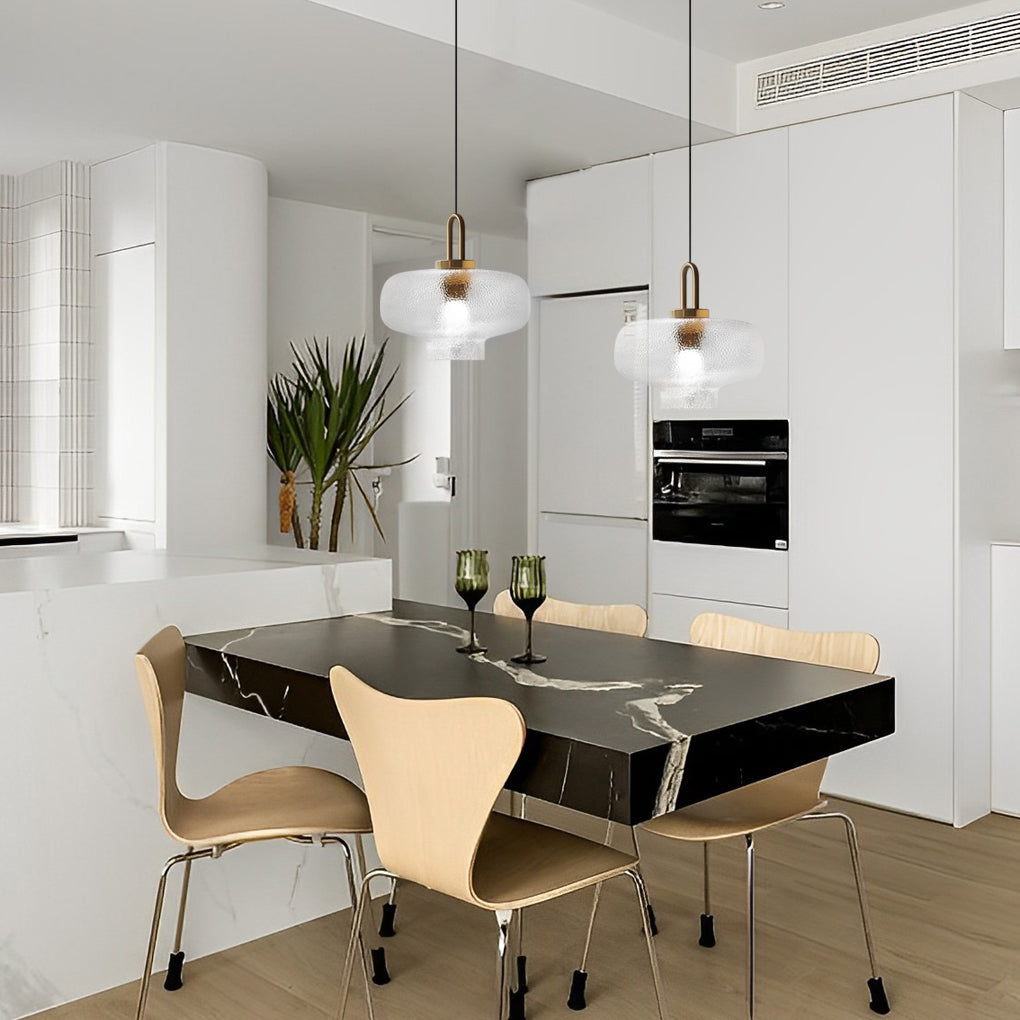 Nordic Modern Glass Jar Pendant Light with Copper Finish for Dining Room and Bar
