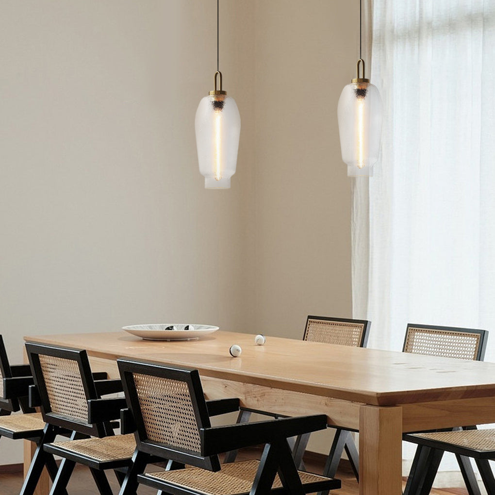 Nordic Modern Glass Jar Pendant Light with Copper Finish for Dining Room and Bar