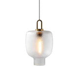 Nordic Modern Glass Jar Pendant Light with Copper Finish for Dining Room and Bar