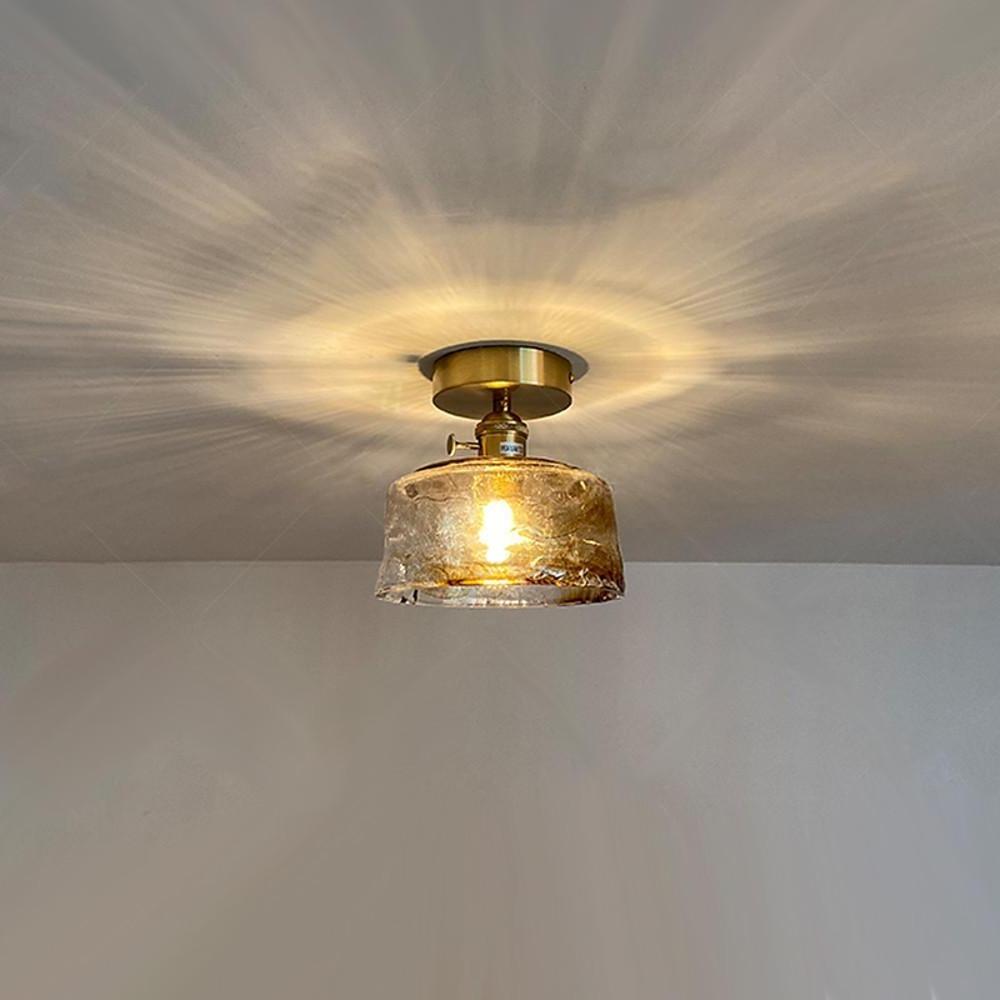 Nordic Modern Glass Lantern Pendant Light Electroplated LED Ceiling Hanging Lamp for Dining Room