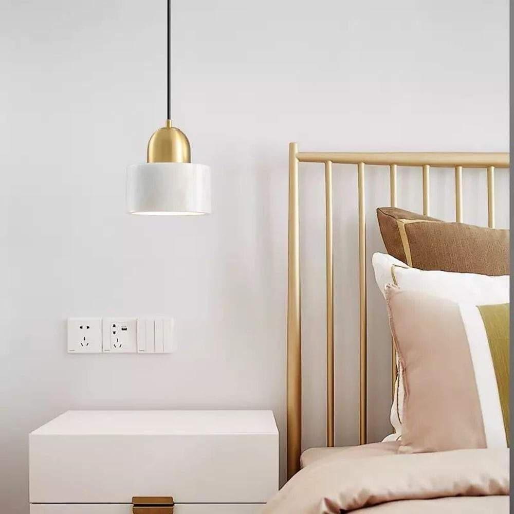 Nordic Modern Marble Mini Pendant Light Geometric Metal Globe Hanging Fixture for Dining Room