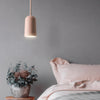Nordic Modern Pink Resin Geometric Pendant Light Single Light Arc Hanging Ceiling Lamp for Bedroom