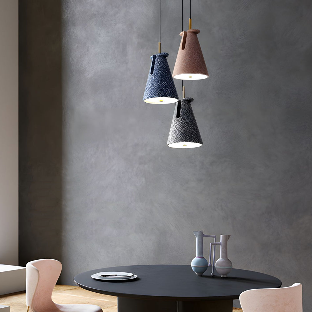 Nordic Resin Cone Pendant Light with Adjustable Head and 3 Color Temperature Dimming