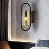 Nordic Retro Wood Base Glass Wall Lamp with 3 Color Temperature Dimming LED Sconce