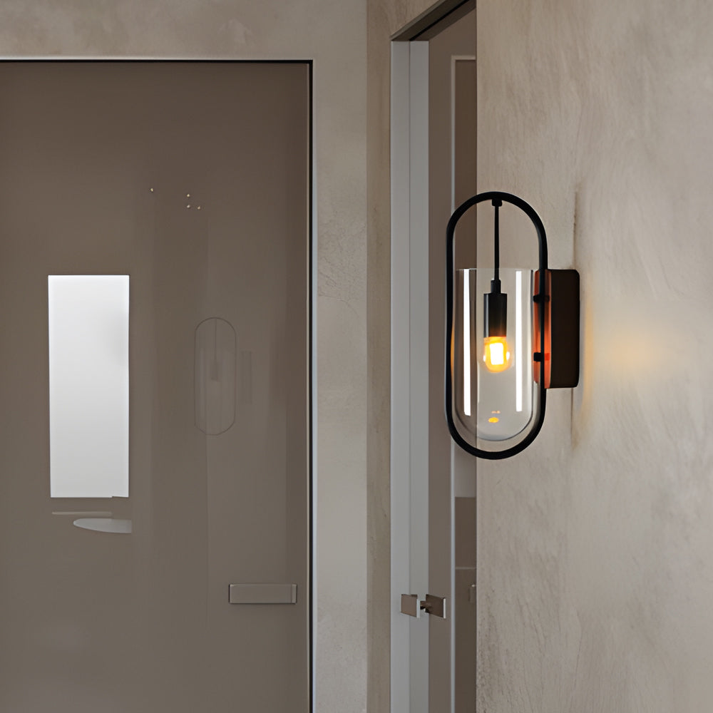 Nordic Retro Wood Base Glass Wall Lamp with 3 Color Temperature Dimming LED Sconce