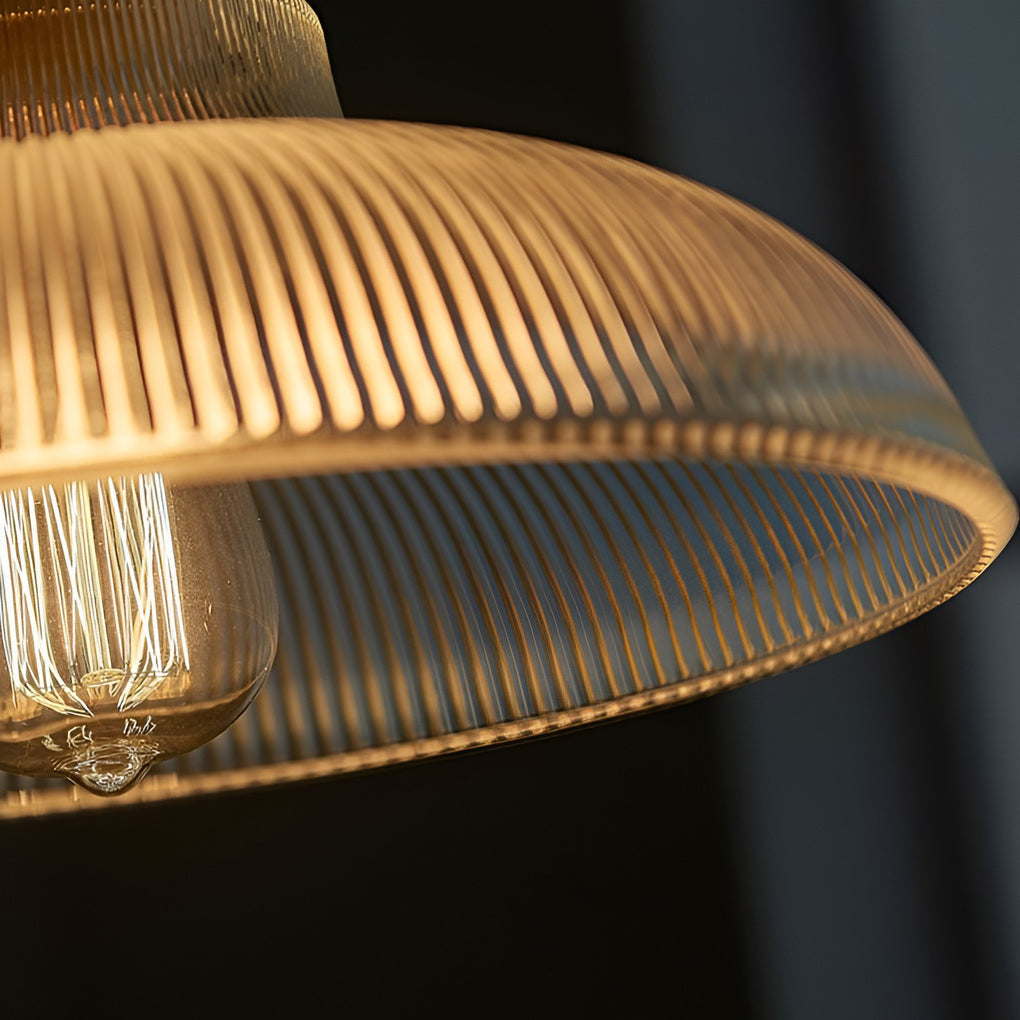 Nordic Round Glass Pendant Light with Copper Base E27 Vintage Chandelier for Living Room