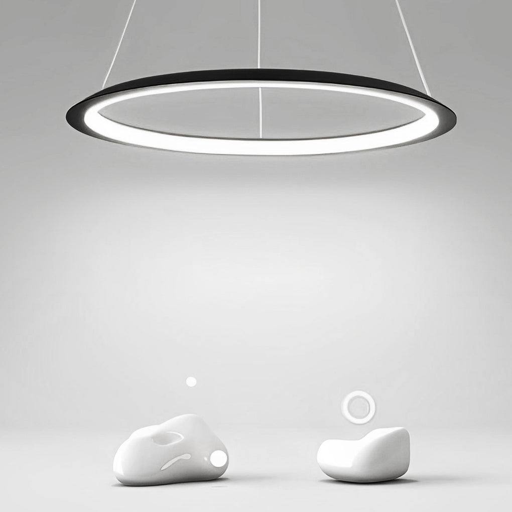 Nordic Round LED Chandelier Modern Stepless Dimming Pendant Lamp for Dining and Living Rooms