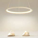 Nordic Round LED Chandelier Modern Stepless Dimming Pendant Lamp for Dining and Living Rooms