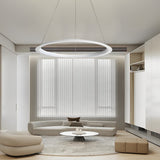 Nordic Round LED Chandelier Modern Stepless Dimming Pendant Lamp for Dining and Living Rooms