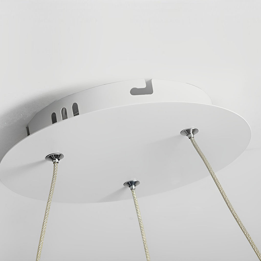 Nordic Round LED Chandelier Modern Stepless Dimming Pendant Lamp for Dining and Living Rooms