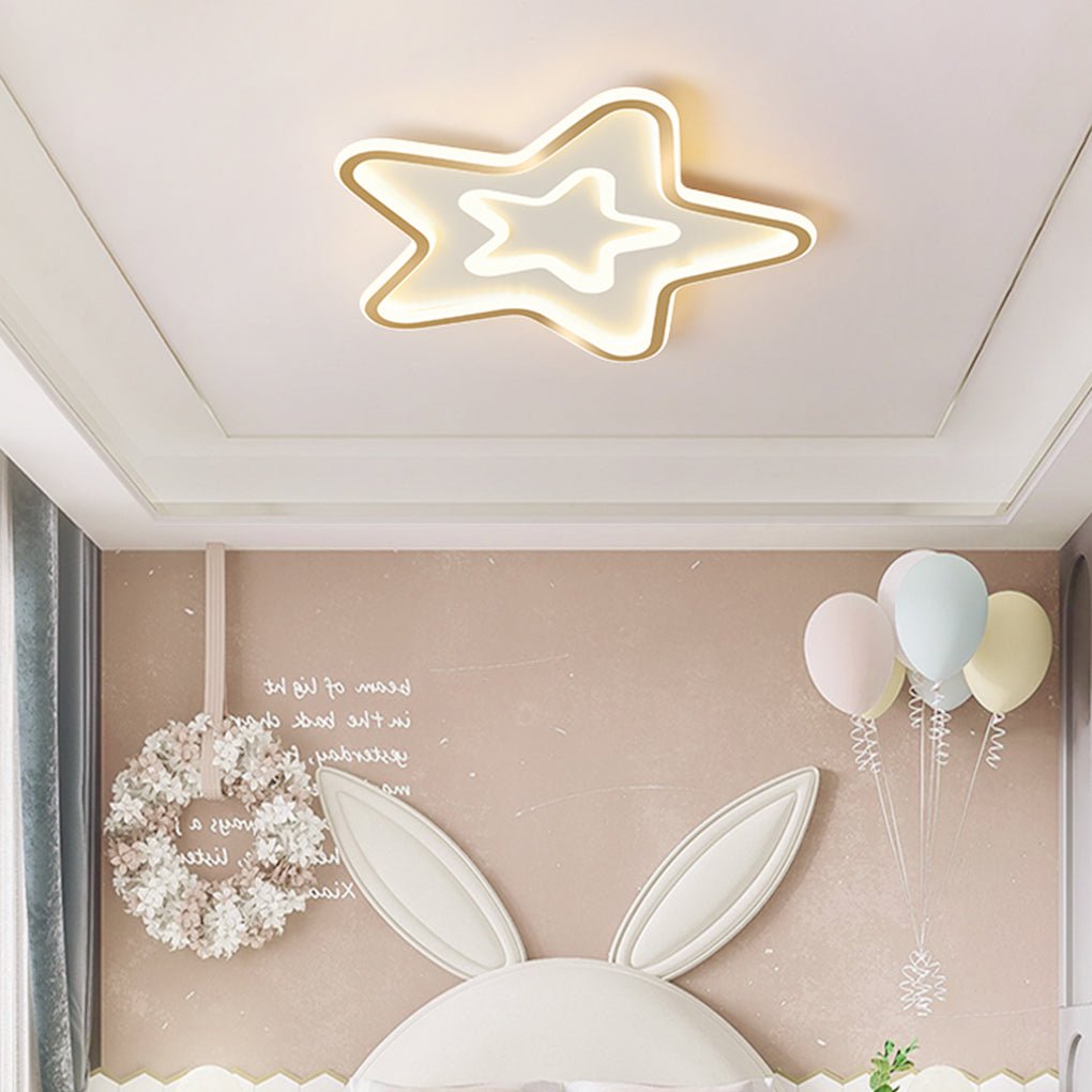 Modern Star Shaped LED Flush Mount Ceiling Light for Kids Bedroom and Nursery