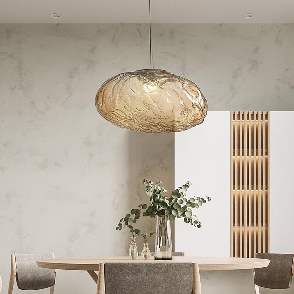 Nordic Smoked Glass Globe Pendant Light with Distressed Metal Finish for Kitchen Island