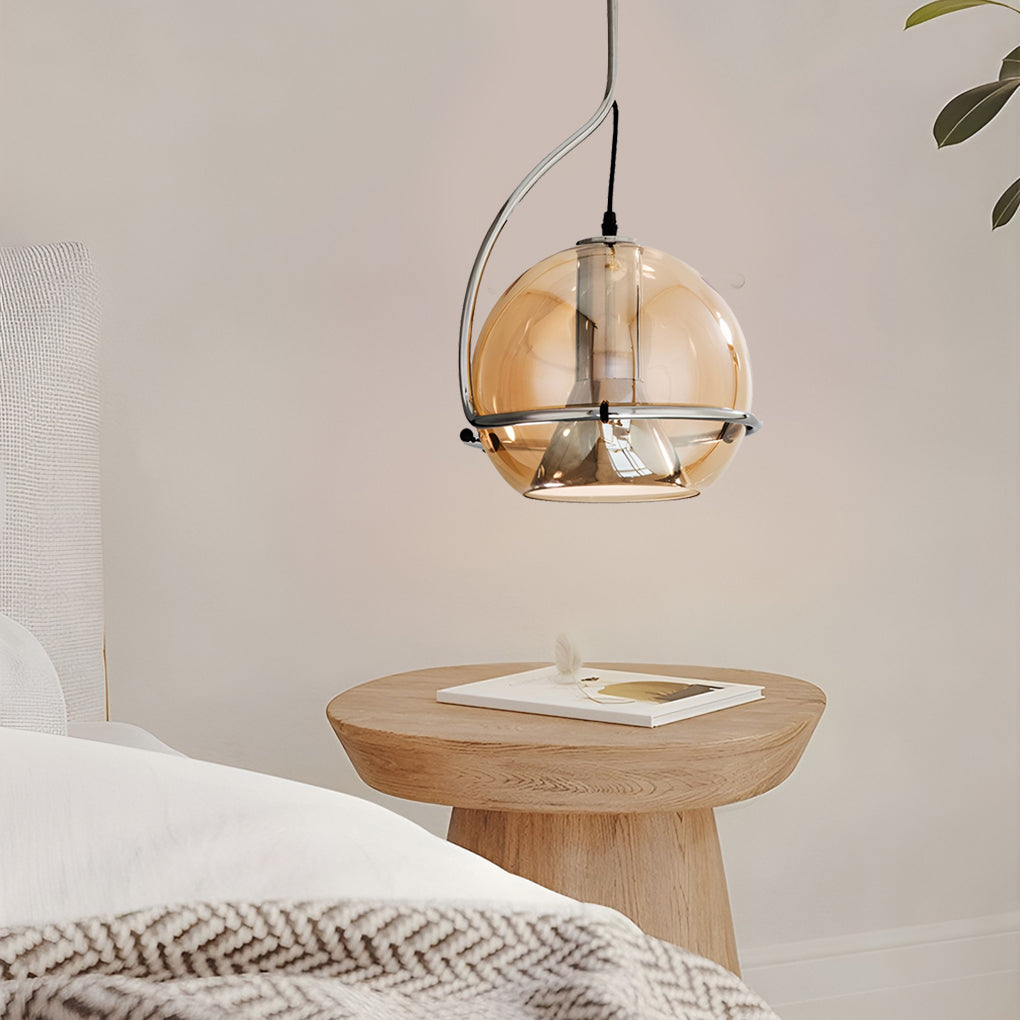 Nordic Spherical Glass Pendant Light Creative Modern Hanging Lamp for Bedroom and Kitchen Island
