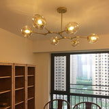 Nordic Sputnik Chandelier 6 Light Blown Glass Modern Ceiling Light Fixture for Living Room