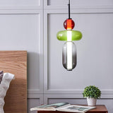 Nordic Stained Glass LED Pendant Light Modern Colorful Hanging Lamp for Kitchen Island Dining Room and Bedroom