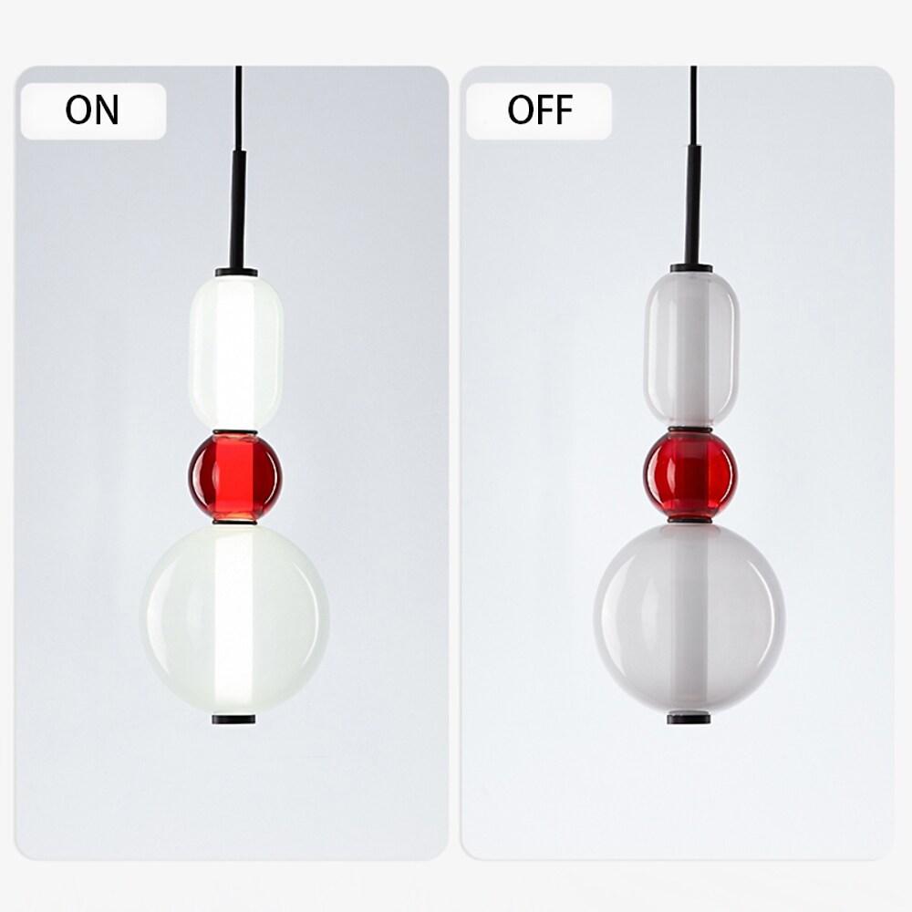 Nordic Stained Glass LED Pendant Light Modern Colorful Hanging Lamp for Kitchen Island Dining Room and Bedroom