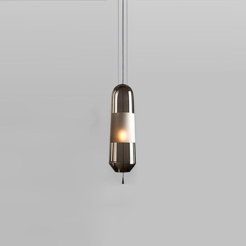 Nordic Style Long Oval Glass LED Pendant Light Hanging Lamp for Kitchen Island and Dining Room