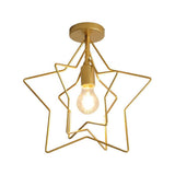 Nordic Style Metal Star LED Pendant Light Modern Hanging Ceiling Fixture in Black or Gold