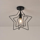 Nordic Style Metal Star LED Pendant Light Modern Hanging Ceiling Fixture in Black or Gold
