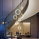 Nordic Style Modern Circular Ring LED Chandelier Dimmable Large Stairwell Pendant Lighting