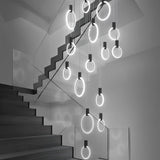 Nordic Style Modern Circular Ring LED Chandelier Dimmable Large Stairwell Pendant Lighting