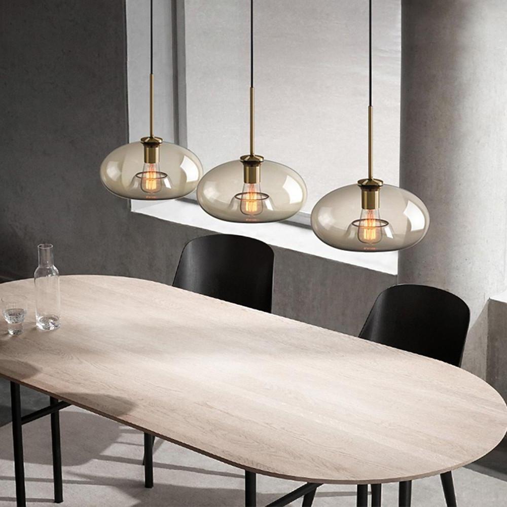 Nordic Vintage Electroplated Glass Pendant Light LED Hanging Chandelier for Kitchen Island and Dining Room