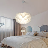 Nordic White Acrylic Flower Chandelier Modern LED Pendant Light with Three Stage Dimming